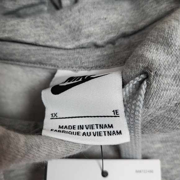 Nike Womens Plus Size 1X Grey Swoosh Logo Pullover Hoodie Sweatshirt NWT $70 - Picture 2 of 6